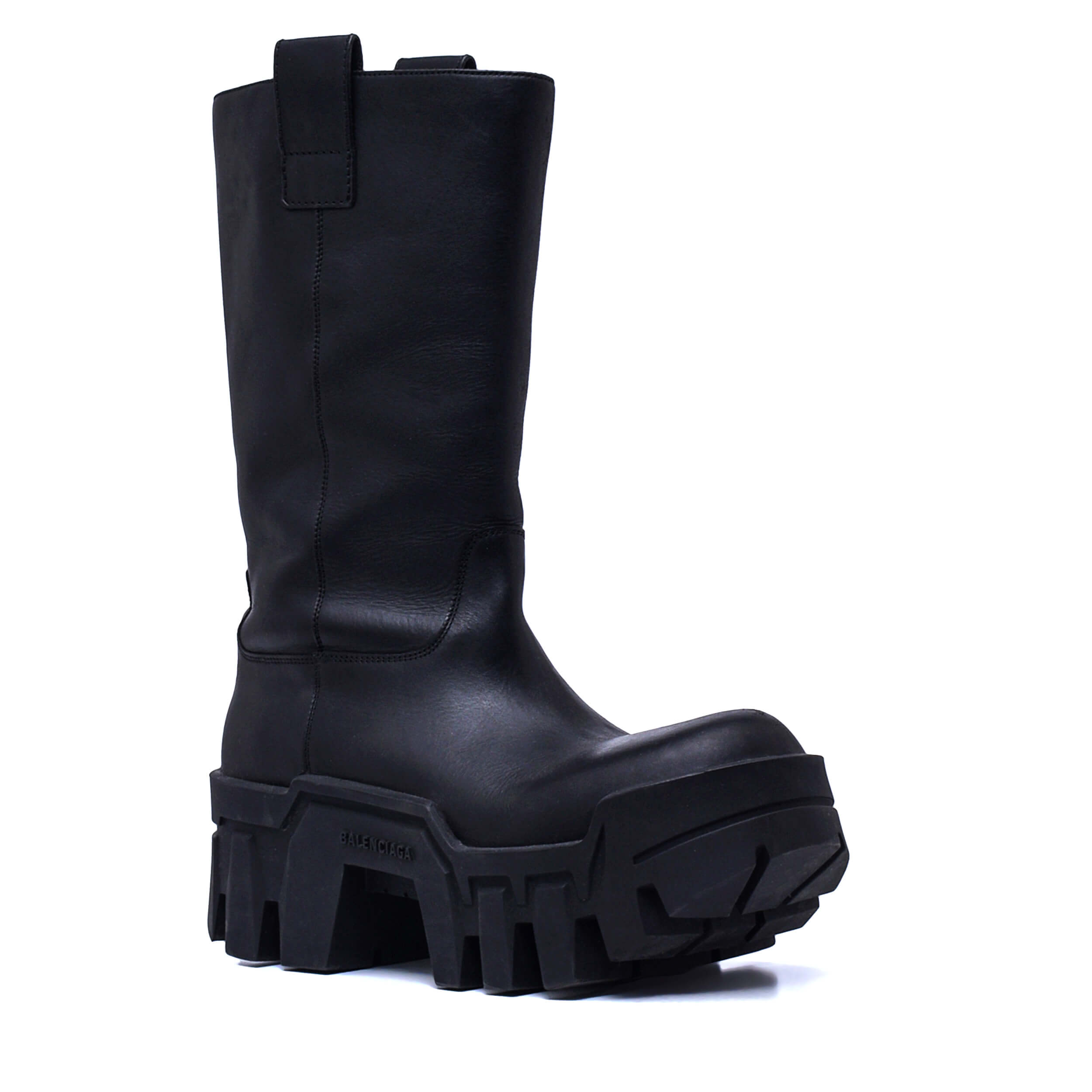 Balenciaga- Black Leather Bulldozer Boots 38